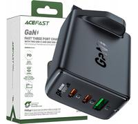 Acefast Gan 65W 3-Port Charger (1Xusb, 2Xusb C Pd) Uk Plug Noir (A44)