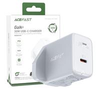 Acefast GaN chargeur mural (prise UK) USB type C 30 W, Power Delivery, PPS, Q3 3.0, AFC, FCP blanc (A24 UK blanc)