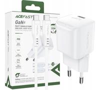 Acefast Mini Pd 20W Chargeur Rapide Gan+Câble USB-C Blanc