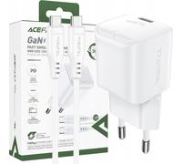 Acefast Mini Pd Fast Charger 30W Gan+USb-C Cable Blanc