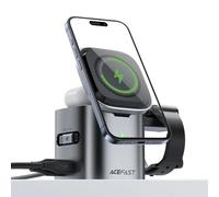 ACEFAST Station de Charge 6 en 1 100W GaN pour iPhone Série 17 16, avec Câble Rétractable USB C, Chargeur Sans Fil Magnétique Qi2 25W Support de Bureau pour iWatch/pour Samsung Galaxy Watch/Airpods