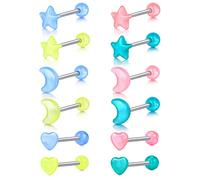 AceFun 14G 12 Pièces Piercing Langue et Mamelon avec Boule Acrylique pour Femmes et Hommes