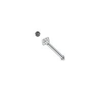 AceFun 20G Titane piercing nez 1 forme droite boulon nez titane acier 2mm diamant piercing nez bijoux Stud pour femmes hommes argent 2mm Cubic Zirconia