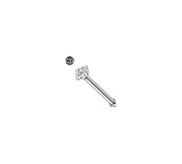 AceFun 20G Titane Piercing nez 1 Shaped Nose Studs Argent Straight Nose Piercing Stud Bijoux pour femmes hommes Argent Cubic Zirconia Diamond 1.5mm