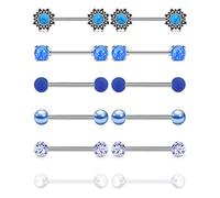 AceFun 6 Paires Piercing Téton Langue Anneaux Mamelon Anneaux Barbell en Acier Chirurgical 14G Langue Téton Retainers Piercing Barres Femmes Hommes Piercing Bijoux