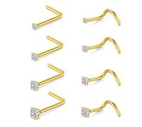 AceFun 8 Pièces 22G L-Forme Piercing Nez et Boulon en Acier Chirurgical avec Diamant pour Femmes et Hommes