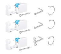 AceFun 9 pièces Kit pistolet piercing nez,Argent pistolet piercing Built-in Nose Studs Self Piercing Kit avec 20G Anneaux nez clous girofle jetable pistolet piercing pour piercing nez à la maison