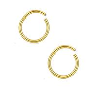 AceFun Hinged Clicker Segment Nez Hoop Anneaux Acier Chirurgical Septum Piercing Levre Nez Anneaux pour Femme Homme Hoop Helix Cartilage Daith Tragus Boucle d'oreille 1 Paire 18G-14mm or