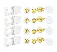 AceFun Piercinbg oreille Pistolet Kit,pistolet piercing oreilles Or acier inoxydable petites boucles zircone cubique 3mm kit piercingoreilles à utiliser chez soi avec boucles intégrées