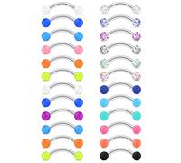 AceFun Piercing Anneau sourcil 24 pièces Acier Chirurgical Courbe Barbell Piercing 16G daith Cartilage Tragus Helix Rook Boucles d'oreilles 10mm Bijoux de Piercing pour Femmes Hommes