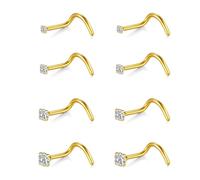 AceFun Piercing Nez 8 Pièces 22G Anneaux Boulons Piercing Nez Or Clair