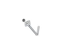 AceFun Piercing nez titane pour femmes hommes forme L 1 pièce G23 titane acier piercing nez argent fin 1 pièces Nostril piercing bijoux avec 3mm zircone cubique