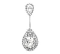 AceFun Piercing nombril argent 925 Top Down Teardrop 8mm véritable S925 Ventre Bar 14G Reverse Bars argent Piercing nombril bijoux