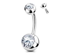 AceFun Piercing nombril argent 925,Tout corps véritable sterling 10mm Piercing au nombril argent S925 Bijoux 14G pour femmes Piercing Bijoux