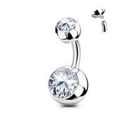AceFun Piercing nombril argent 925,Tout corps véritable sterling 6mm Piercing au nombril argent S925 Bijoux 14G pour femmes Piercing Bijoux