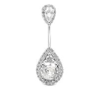 AceFun Piercing nombril Argent véritable 925 Top Down Teardrop 8mm 10mm 12mm Anneaux S925 Argent sterling Ventre Bar 14G Reverse Bars Nombril Bijoux