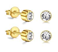 AceFun Piercing oreilles pour femmes titane doré 4mm CZ Cartilage Hélix Tragus Piercing Bijoux Boucles oreilles pour oreilles G23 Boucles simples fermoir papillon 5mm pour hommes 2 pièces