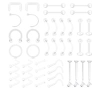 AceFun Piercing Retainers Bioflex Plastique Piercing Transparent Invisible Nez Labret Oreille Nombril Lèvre Septum Helix Silicone Barre Langue Téton Tragus pour Opération IRM