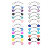 AceFun Sourcil Anneau Piercing 24 pièces Acier Chirurgical Courbe Barbell Piercing 16G daith Cartilage Tragus Helix Rook Boucles d'oreilles 8mm Bijoux de Piercing pour Femmes Hommes