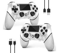 AceGamer 2 Pack Manette sans fil pour PS4，Contrôleur de jeu pour PS4/Pro/Slim/PC，Gamepad Joystick avec turbo/bouton retour/double vibration/6-axes Gyro Sensor/Panneau tactile (2 paquets blancs)