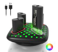 AceGamer Lot de 4 batteries 1400 mAh (= 4 x 5180 mWh) pour manette Xbox, Xbox One/Series X|S Elite Controller, avec station de charge RVB et câble de type C
