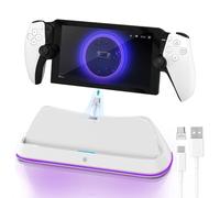 AceGamer Station de charge RVB pour portail P5, station de charge portable pour console P5, avec 7 modes d'éclairage et câble de type C, charge rapide avec lumière (blanc)