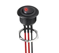 acegoo 12V Aluminium Interrupteur à Bascule Rond 20A SPST Interrupteur Marche/Arrêt 25mm, Câbles pré-câblés 14 AWG pour Camping-car Bateau Camion Voiture Auto, 12V/24V (1Pcs, Indicateur rouge)