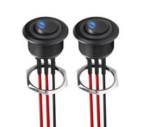 acegoo 12V Aluminium Interrupteur à Bascule Rond 20A SPST Interrupteur Marche/Arrêt 25mm, Câbles pré-câblés 14 AWG pour Camping-car Bateau Camion Voiture Auto, 12V/24V (2Pcs, Interrupteur à Bascule)