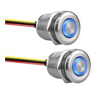 acegoo 2 x Variateur 12V PWM Interrupteur à Bouton-Poussoir Aluminium Dimmer Trou 22mm Gradateur Contrôleur pour Lumière LED pour Camping-car Bateau Van, 12 Volt 6A Rétroéclairage Bleu