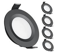 acegoo 4 x Spot LED Encastrable 12V Trou 58-65mm 3W 3200K Plafonnier Encastré pour Camping-car Bateau Caravane Van Yacht, Blanc chaud (Noir)