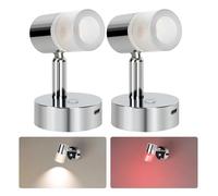 acegoo Lampe de Lecture 12V Camping-Car 3200K/Lumière nocturne rouge, intégré USB-C 20W Chargeur, Murale Spot pour Bateau Caravane Éclairage Intérieur, Chromé 2pcs