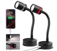 acegoo Lampe de lecture LED 12V camping-car, dimmable 4000K et veilleuse rouge, 20W chargeur type-c intégré, col de cygne flexible lumière pour bateau cabine camion van caravane, 2PCS (Court)