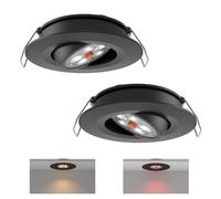 acegoo Spot Encastrable 12V LED Camping-car Encastré Gradateur Intégré et Lumière Rouge Dimmable Éclairage pour Bateau Van Caravane 205lm 74mm Angle de faisceau 35°, Aluminium Noir 3000K