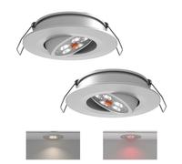 acegoo Spot Encastrable 12V LED Camping-car Encastré Gradateur Intégré et Lumière Rouge Dimmable Éclairage pour Bateau Van Caravane 205lm 74mm Angle de faisceau 35°, Aluminium Argent 5000K