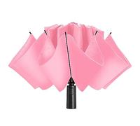 ACEIken Parapluie de voyage pliable à fermeture inversée et coupe-vent - Compact et portable pour un transport facile avec ouverture automatique - Pour homme et femme - Rose, rose, M