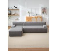 Acekool 270cm Canapé d'angle Convertible 3 Places pour Salon | Grande Méridienne à Gauche, Canape d'angle modulable en L, Velours Côtelé Doux, Canapé compressé Sans Montage