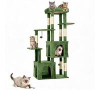 Acekool Arbre à Chat Robuste 155 cm pour Grands Chats et Maine Coon - Perchoir XL, 2 Condos spacieux, poteaux en sisal Naturel, Jouets interactifs - Centre d'activités Stable - Vert - Couleur: Green