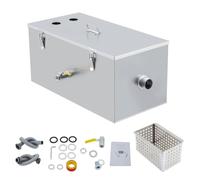 Acekool Bac à graisses professionnel sous évier - Séparateur huile/eau, débit 13-15 GPM - Filtration 3 niveaux - Inox - 25 lb (53 L) - 2 entrées latérales - 61×31×29 cm - 25 LBS - 2 water inlet holes