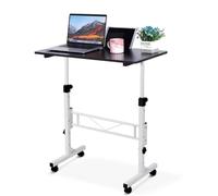Acekool Bureau Assis-Debout Mobile réglable en Hauteur - Table pour Ordinateur Portable 32 x 16 - roulettes, Table d’appoint sur lit pour Home Office - Couleur : Black