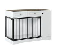 Acekool Cage pour Chien 120 cm avec 2 Tiroirs, Armoire de Rangement, Double Porte - Style Farmhouse Moderne - Meuble d’Appoint ou TV en Bois pour Petits/Moyens Chiens - Modèle NPTT-120