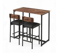 Acekool Ensemble de salle à manger pour 2 personnes - Table de bar avec 2 chaises rembourrées et 3 grands compartiments de rangement - Meuble de cuisine peu encombrant pour petits espaces