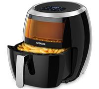 Acekool Friteuse à air XXL 8 L (7,7 L) - Sans huile, 8 programmes, écran tactile LED, fenêtre de visualisation, minuterie & température réglables, accessoires compatibles lave-vaisselle - Noir, 1800 W