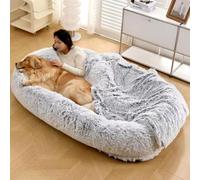 Acekool Lit Multifonctionnel pour Chiens et Humains - Forme Ovale Douillette, démontable et Lavable - Socle antidérapant pour Un Confort Optimal - Grandes Dimensions : 165 x 95 x 30 cm