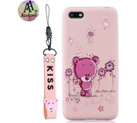 Acekool pour HUAWEI Y5 2018 Cartoon Lovely Coloured Painted Soft TPU back cover anti-dérapant full protective case with lanyard light p