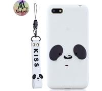 Acekool pour HUAWEI Y5 2018 Cartoon Lovely Coloured Painted Soft TPU back cover anti-dérapant Full Protective Case avec Lanyard blanc