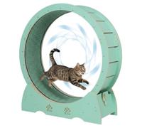 Acekool Roue d'exercice pour Chat en Bois silencieuse - Tapis Roulant d'intérieur pour Chat - Passerelle recouverte de Moquette Amovible - Finition en Bois Naturel