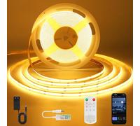 ACELUMO Ruban LED COB 10m Blanc Chaud, Bande LED Dimmable avec Smart App et Telecommande, Fonction Minuterie, Ruban LED Autocollante pour Cuisine Salon, Mural, 2700K