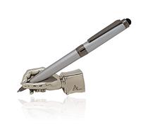 ACELY Porte-stylo en métal solide en forme de main - Presse-papier pour bureau - Décoration (argenté)