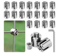 Acemaker Lot de 20 colliers de serrage croisés pour plantes grimpantes en acier inoxydable T316 pour raccord de câble métallique de 0,3 cm, kit de treillis mural