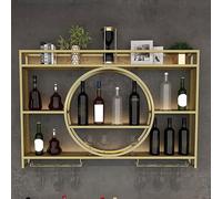 ACEMIC Portabottiglie Da Parete, Porta Bottiglie Di Vino Da Parete Con Ripiano Espositivo,Cadre en Fer à 3 Couches, Affichage De Vin pour La Décoration, Bar, Restaurant, 140 * 15 * 80 Cm